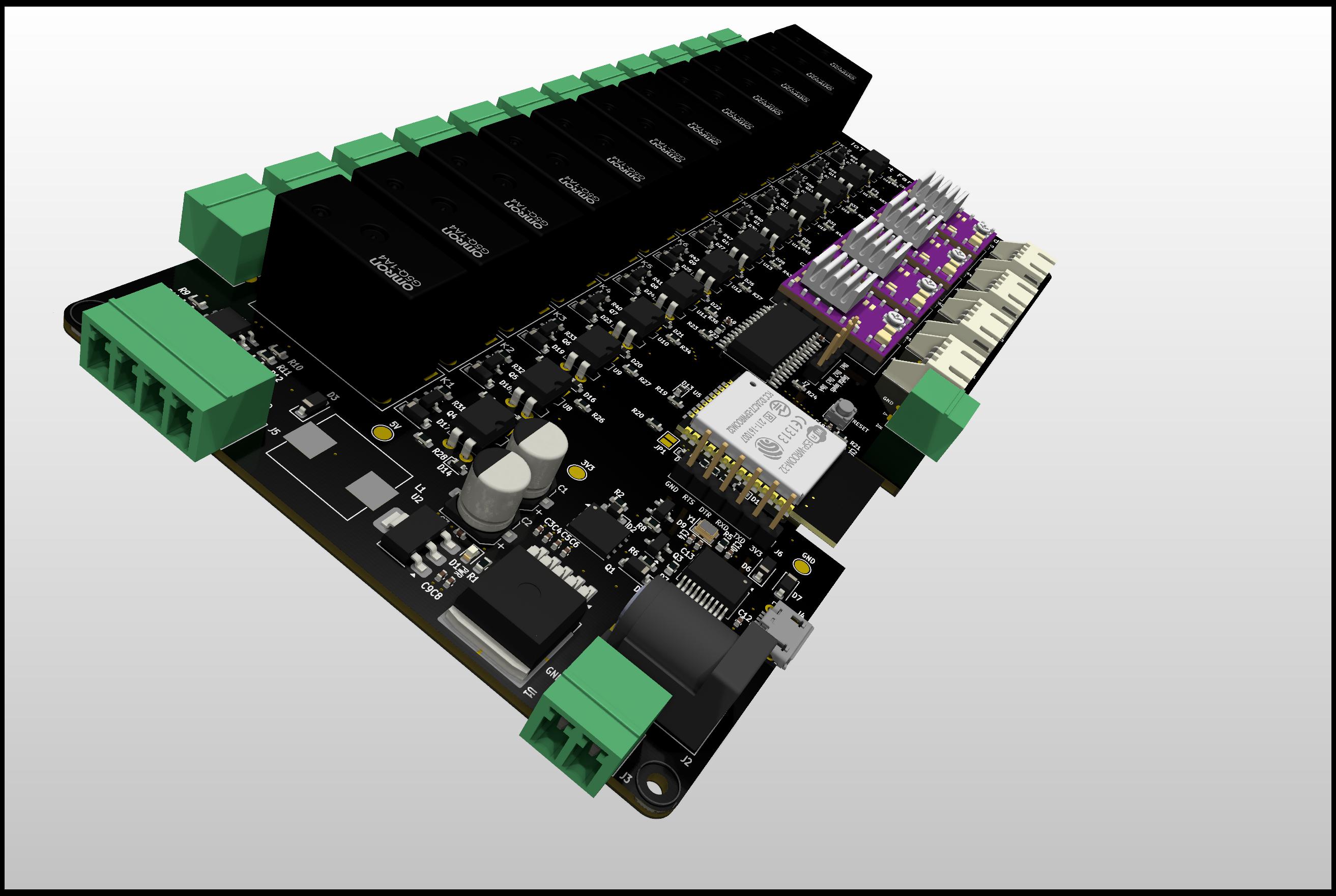 IoT Control PCB - 3D Render